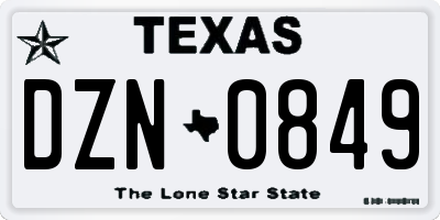 TX license plate DZN0849