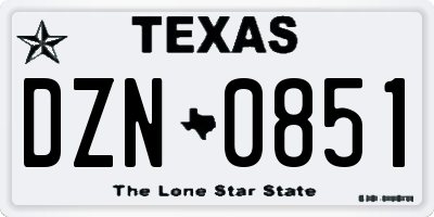 TX license plate DZN0851