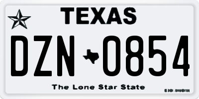 TX license plate DZN0854
