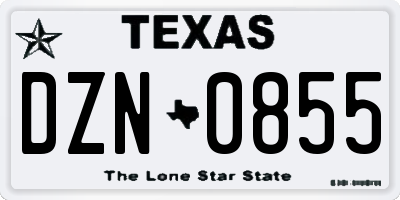 TX license plate DZN0855