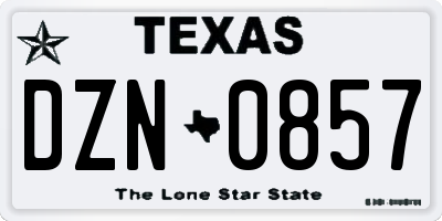 TX license plate DZN0857