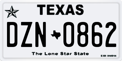 TX license plate DZN0862