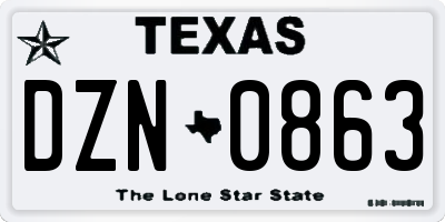 TX license plate DZN0863