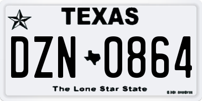 TX license plate DZN0864