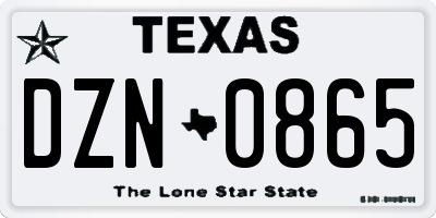 TX license plate DZN0865