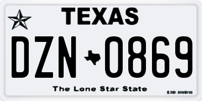 TX license plate DZN0869