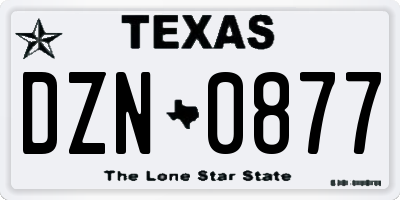 TX license plate DZN0877