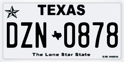 TX license plate DZN0878