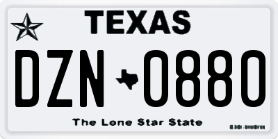 TX license plate DZN0880