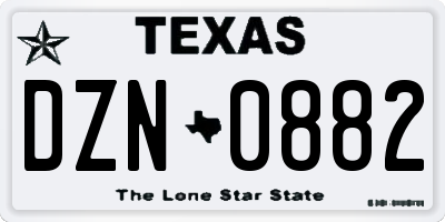 TX license plate DZN0882