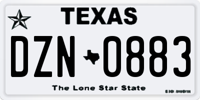 TX license plate DZN0883