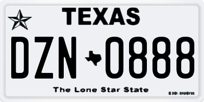 TX license plate DZN0888