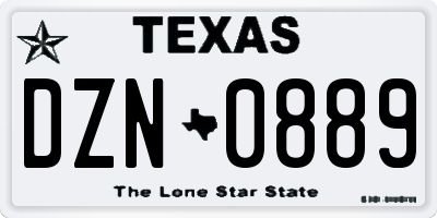 TX license plate DZN0889