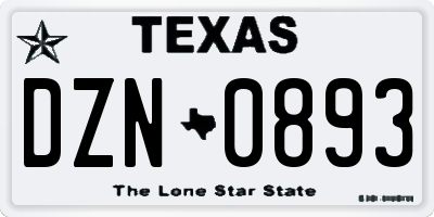 TX license plate DZN0893