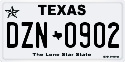 TX license plate DZN0902