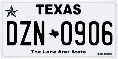 TX license plate DZN0906