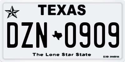 TX license plate DZN0909