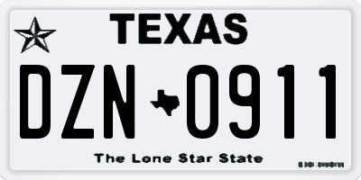 TX license plate DZN0911