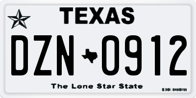 TX license plate DZN0912