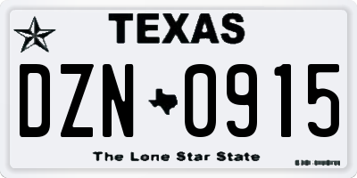 TX license plate DZN0915