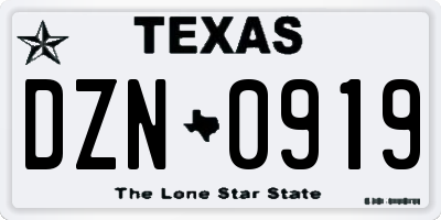 TX license plate DZN0919