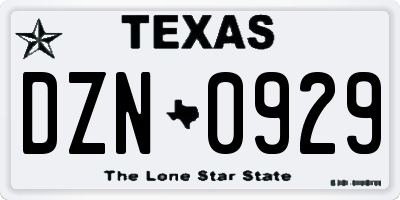TX license plate DZN0929