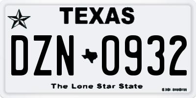 TX license plate DZN0932
