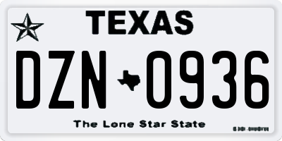 TX license plate DZN0936