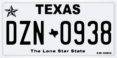 TX license plate DZN0938