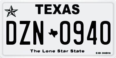 TX license plate DZN0940