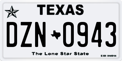 TX license plate DZN0943