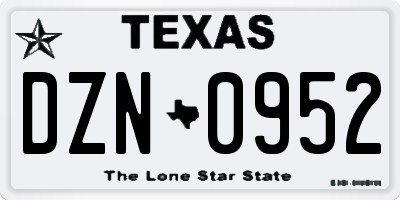 TX license plate DZN0952