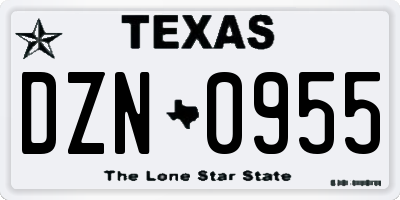 TX license plate DZN0955