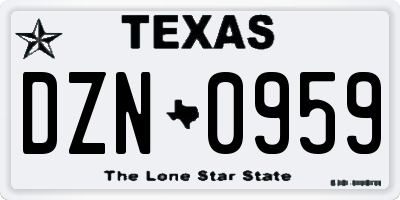 TX license plate DZN0959