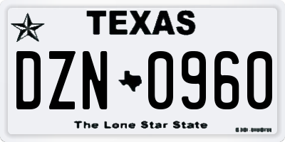 TX license plate DZN0960