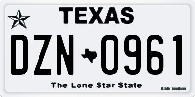 TX license plate DZN0961