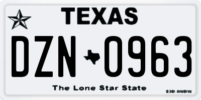 TX license plate DZN0963