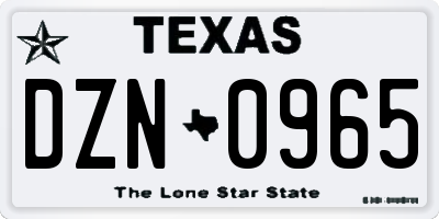 TX license plate DZN0965