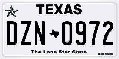 TX license plate DZN0972