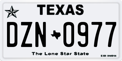 TX license plate DZN0977