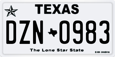 TX license plate DZN0983