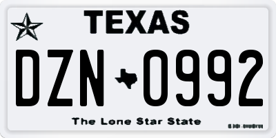 TX license plate DZN0992