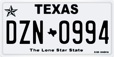 TX license plate DZN0994