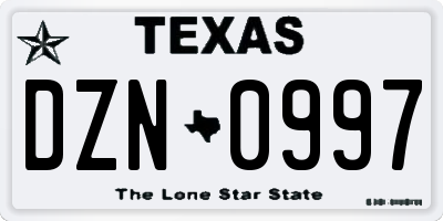 TX license plate DZN0997