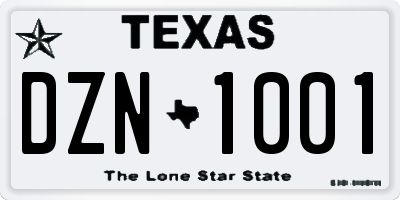 TX license plate DZN1001