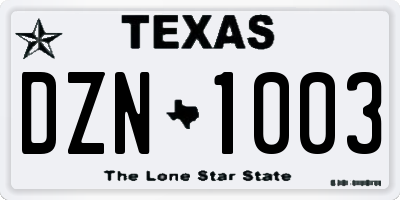TX license plate DZN1003