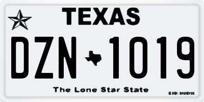 TX license plate DZN1019