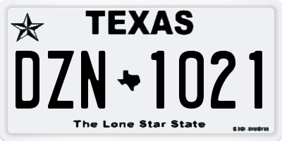 TX license plate DZN1021