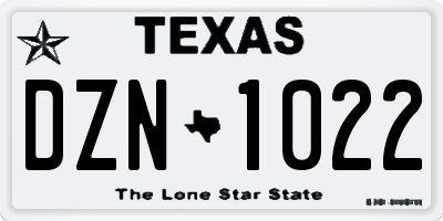TX license plate DZN1022