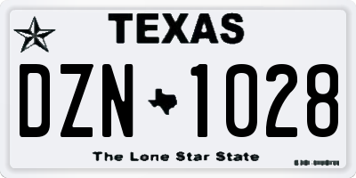 TX license plate DZN1028